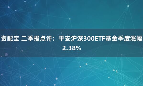 资配宝 二季报点评:平安沪深300ETF基金季度涨幅2.38%